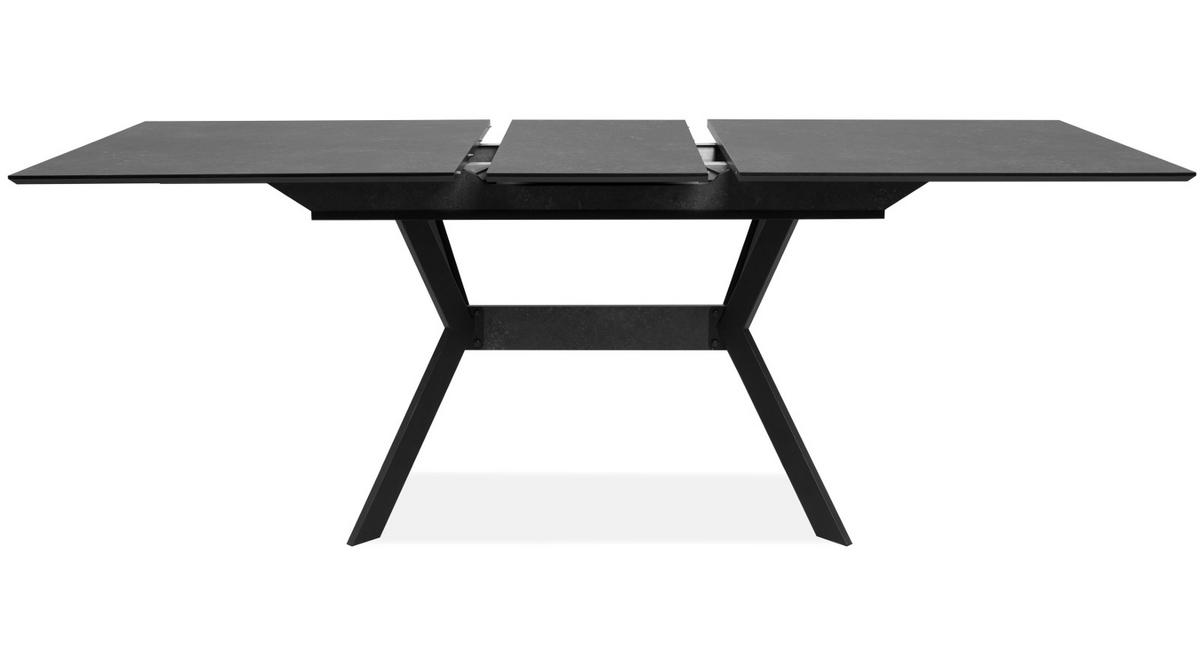 ESSTISCH Stein grau dunkel, Küchentisch ausziehbar 160 - 200 x 90 cm - Dunkelgrau/Schwarz, Holzwerkstoff/Metall (160/90/76cm) - Furn.Design