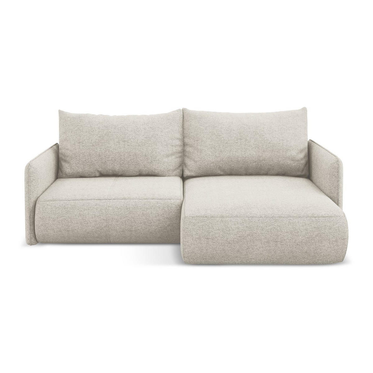 ECKSOFA mit Schlaffunktion Chenille Stoff Grau - Silberfarben/Schwarz, Kunststoff/Textil (207/148cm) - LaMiaSofa
