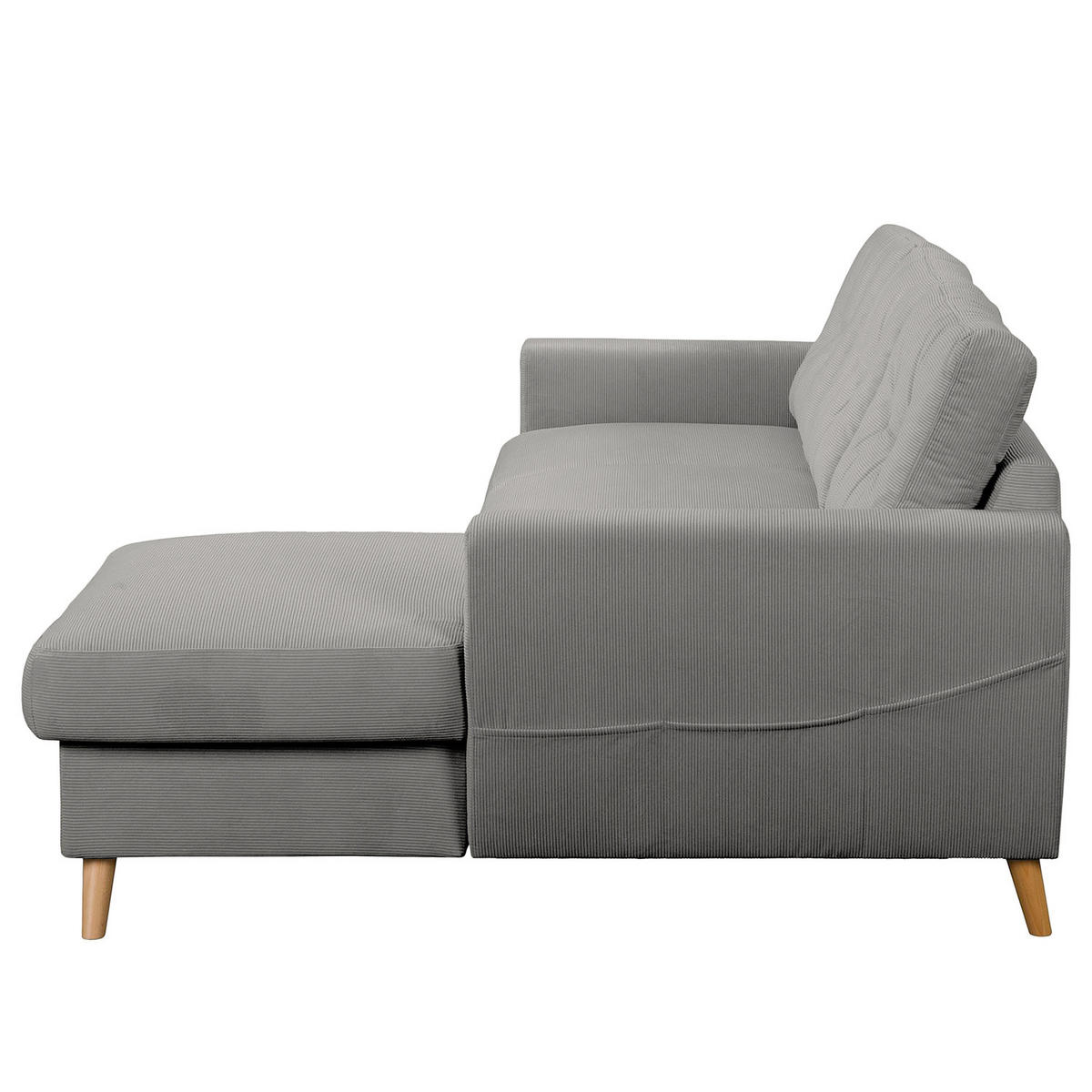 ECKSOFA mit Longchair - Braun/Grau, Holz/Textil (223/148cm) - home24