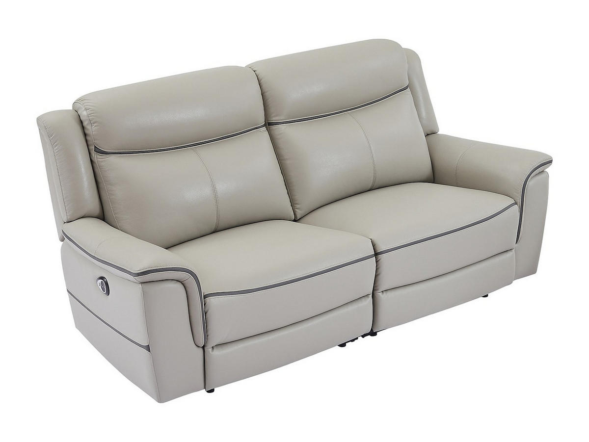 RELAXSOFA - 3 Personen - leder - hellgrau Adelio - Hellgrau, Leder/Kunststoff (210/102/95cm) - Vente-Unique