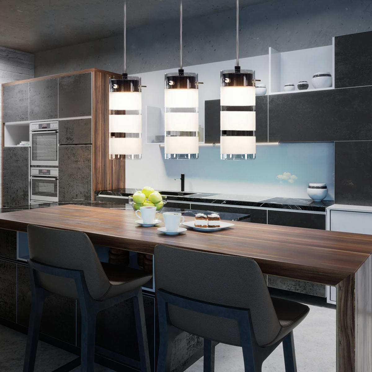 LED HÄNGELEUCHTE Olvero Silber Stahl - Silberfarben, Glas (72/10.5/110cm)