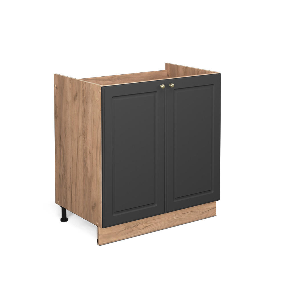 SPÜLENUNTERSCHRANK Fame-Line Anthrazit-Gold 80 cm ohne AP - Honigeiche/Anthrazit, Holzwerkstoff (80/82/51.6cm) - Vicco