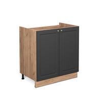SPÜLENUNTERSCHRANK Fame-Line Anthrazit-Gold 80 cm ohne AP - Honigeiche/Anthrazit, Holzwerkstoff (80/82/51.6cm) - Vicco