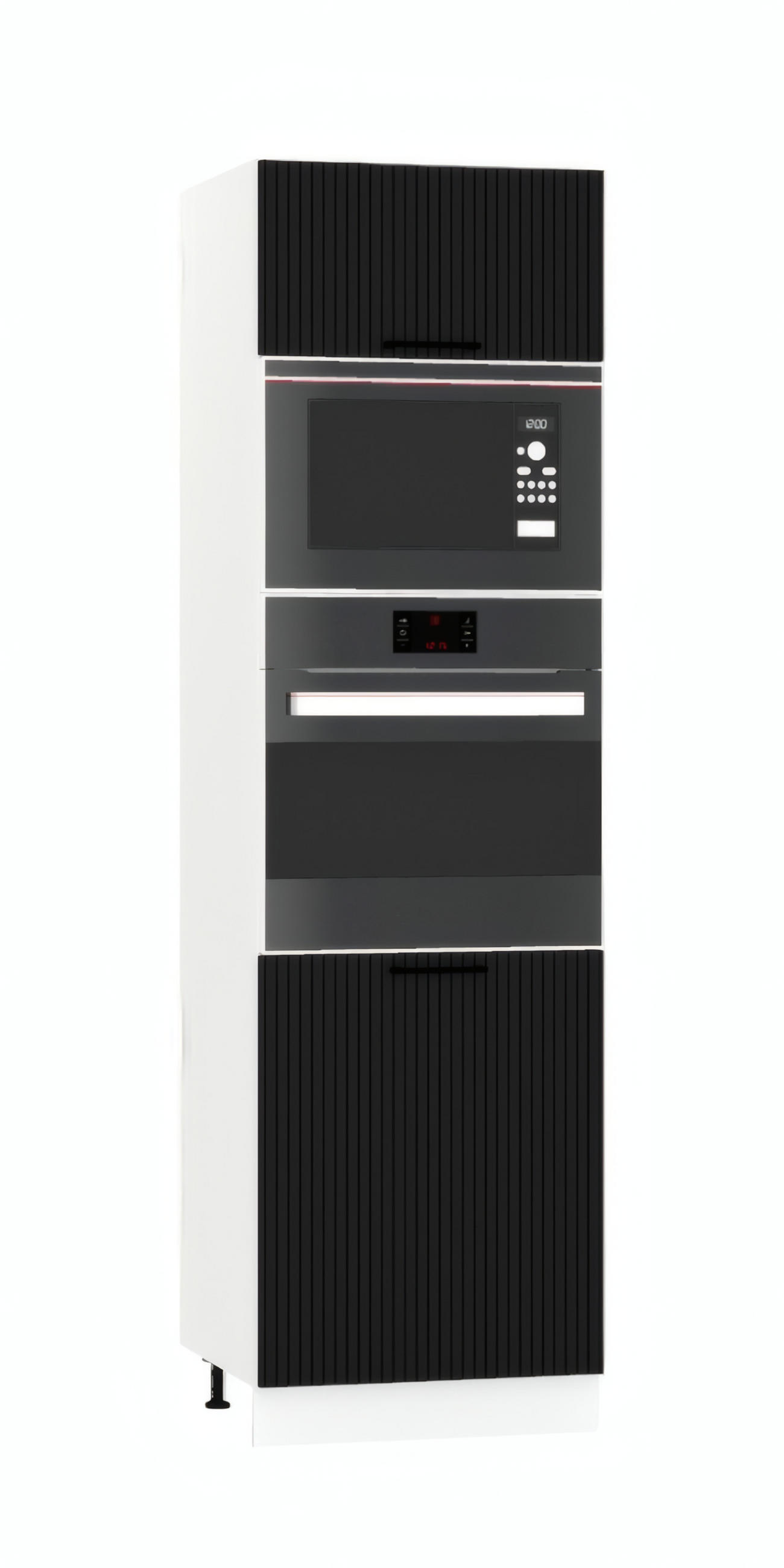 MIKROWELLENUMBAUSCHRANK D60PK MVP/L - KENDRO - Stilvolles Küchenelement - Schwarz, Holz/Metall (60/213.3/56cm) - ROYAL24_MARKT