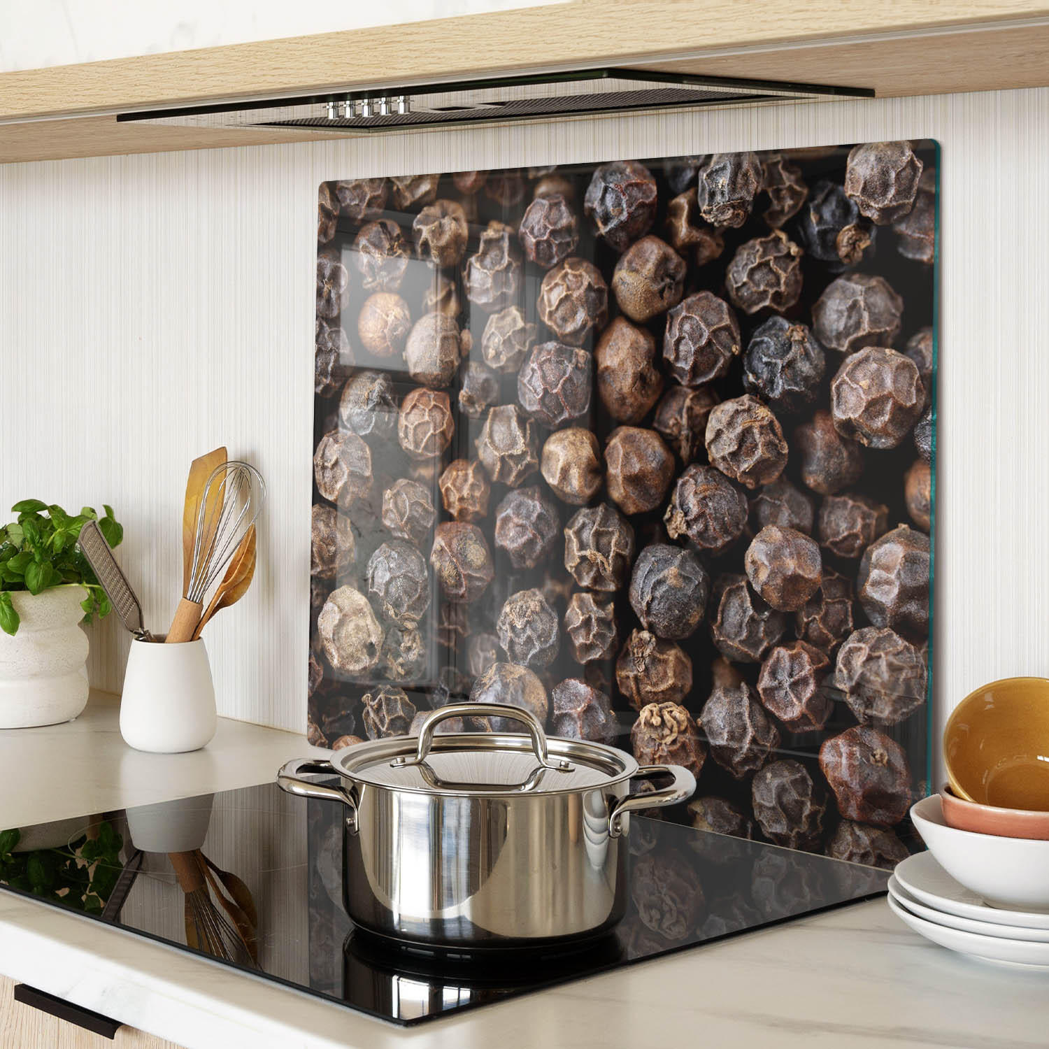 GLASPLATTE 60x52 cm Pfefferkörner - Braun, Glas (60/0.4/52cm) - TULUP