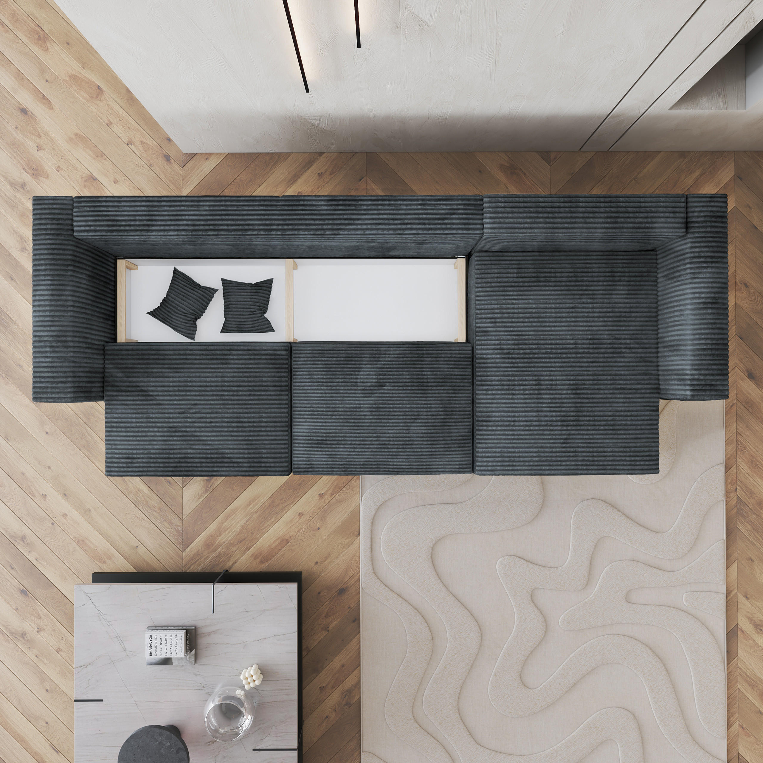 Thumbnail - Masseno Ecksofa, Grau, Holz, 5-Sitzer, L-Form,L-Form, 347x148 cm, Wohnzimmer, Sofas & Couches, Wohnlandschaften, Ecksofa...