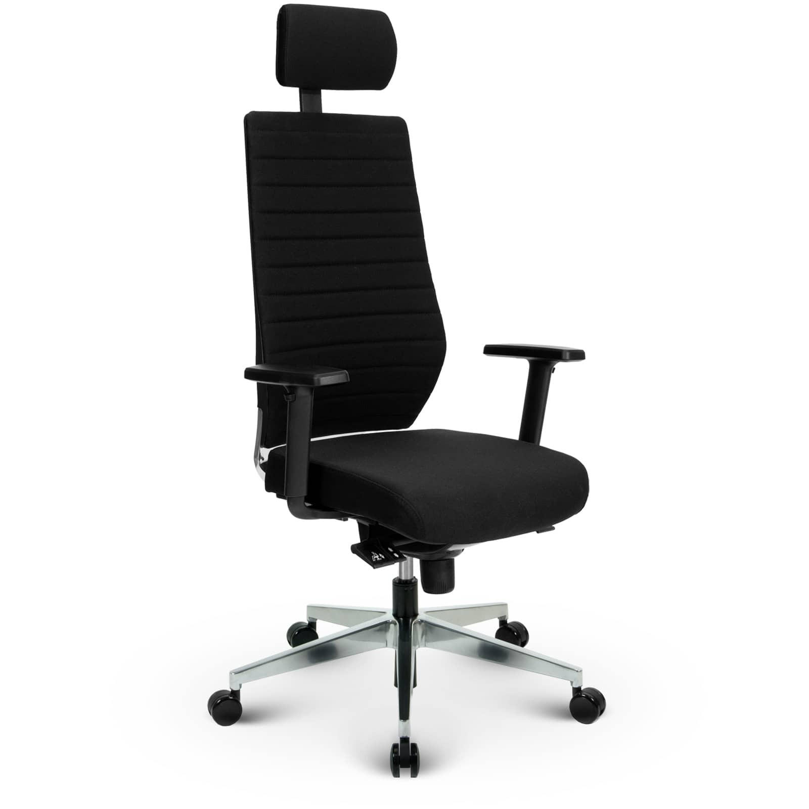 CHEFSESSEL V1301 Stoff Schwarz - ergonomisch, 150 kg belastbar, Sitzhöhe 51-63cm - Schwarz, Kunststoff/Textil (65/134/69cm) - Versee