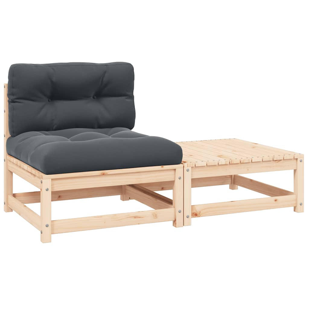 GARTEN-LOUNGE-SET 2-teilig Mit Kissen Massivholz Kiefer - Anthrazit, Holz/Textil - vidaXL