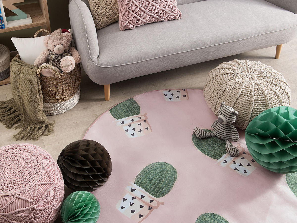 KURZFLOR-KINDERTEPPICH Eldivan 120/120 cm - Pink, Kunststoff (120/120cm) - Beliani