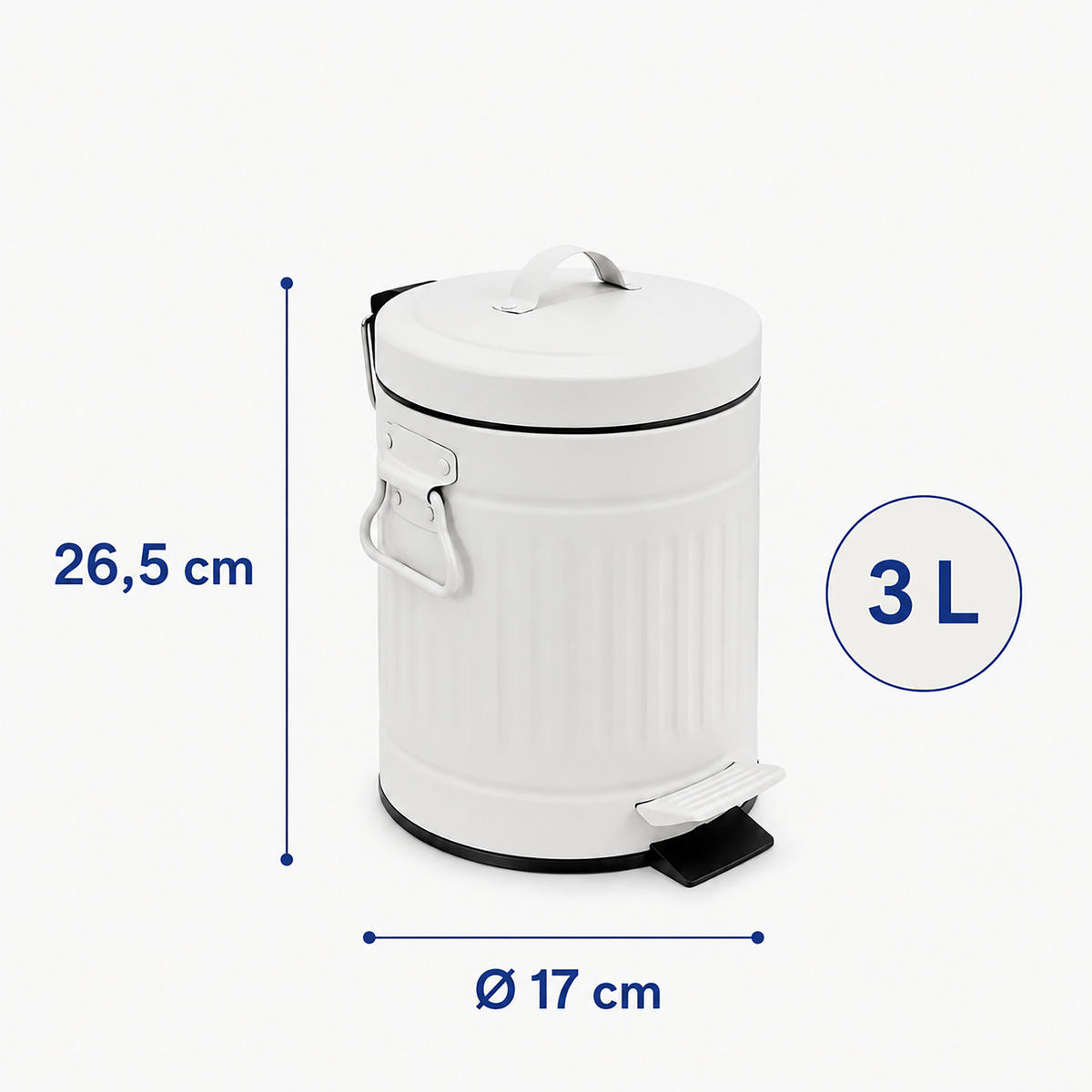 PUBELĂ Alb 3 l închidere soft close - alb, material plastic/metal (17/26.5/17cm) - Relaxdays