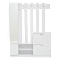 KOMPAKTGARDEROBE Spiegel Schuhschrank Hängeschrank Weiß - Weiß, Holzwerkstoff (135/180/25cm) - FLIEKS