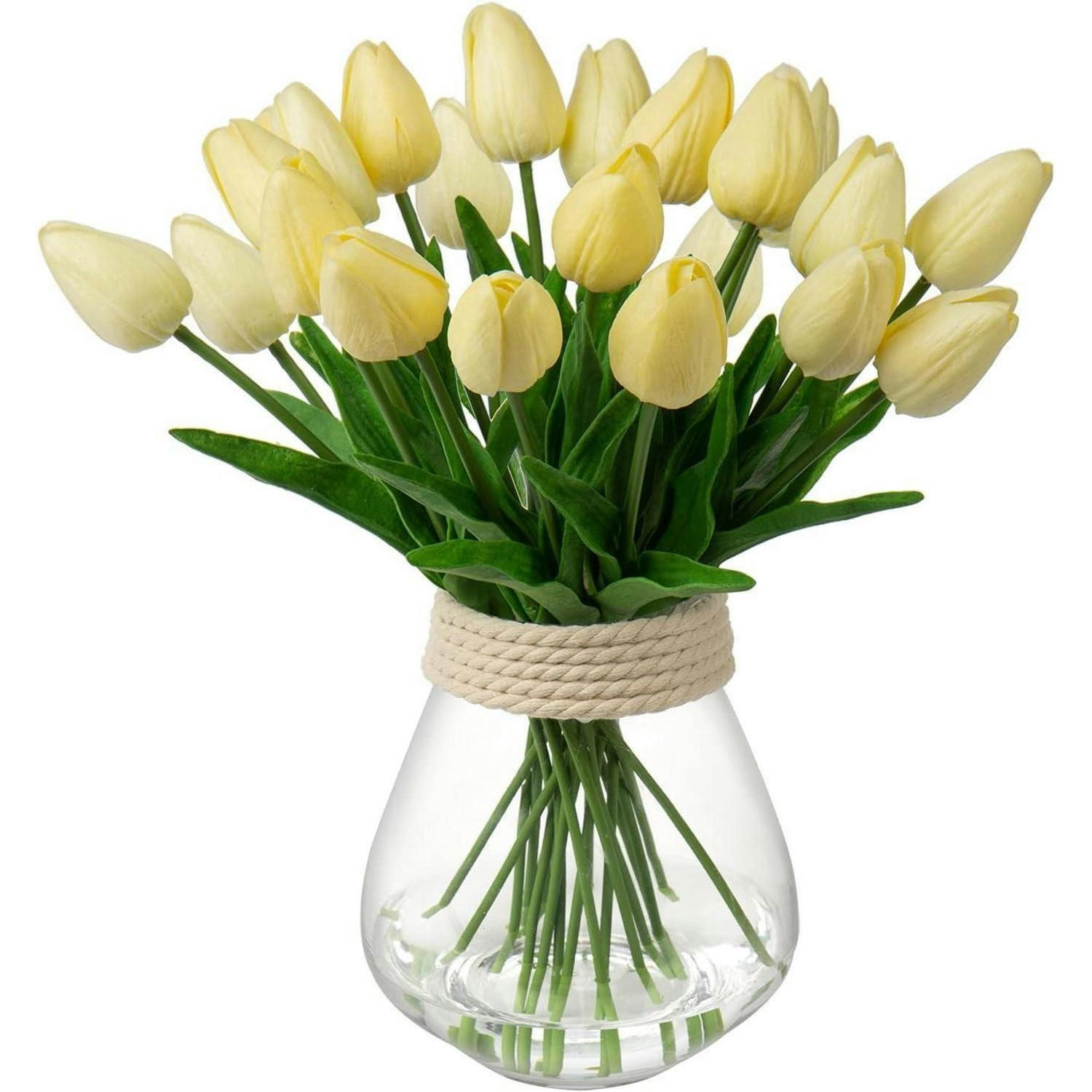 KUNSTBLUMEN Tulpen 20 Stück Hell Gelb 34 cm - Gelb, Kunststoff (34cm)