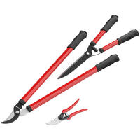 GARTENSCHERENSET 3-teilig aus Metall, Kunststoff Rot - Rot, Metall (20/2.4/65cm) - Outsunny