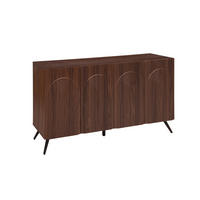 SIDEBOARD mit 4 Türen, verstellbaren Einlegeböden, 3D-Rillen und Magnetverschluss, Walnussbraun - Walnussfarben, Holzwerkstoff (150/83/38cm) - Redom