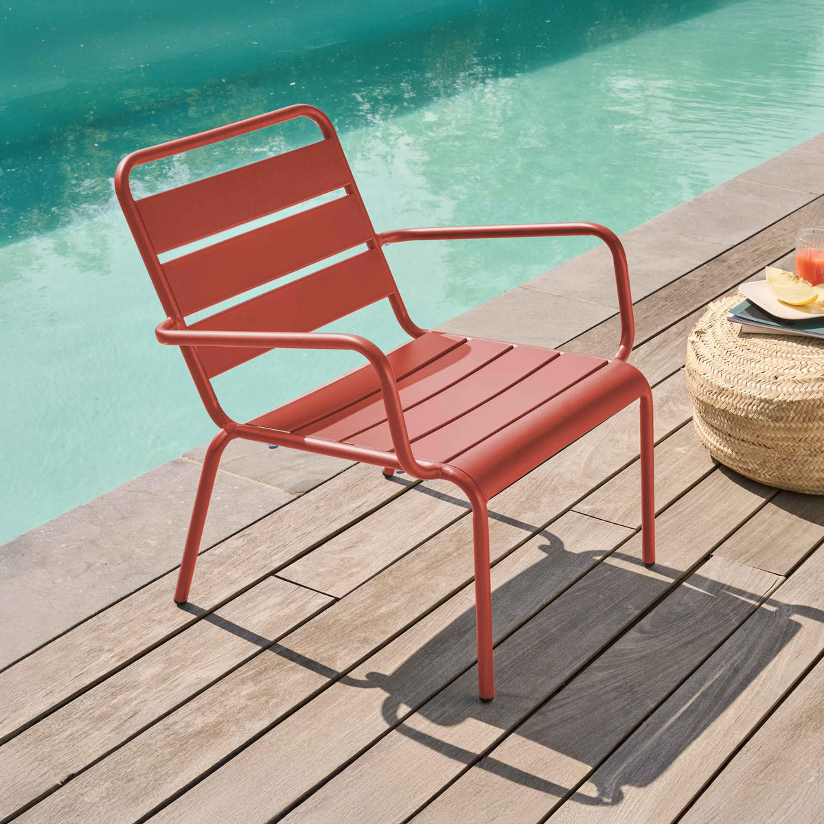 RELAXSESSEL, Lehm - Pink, Metall (65/76/70cm) - Oviala