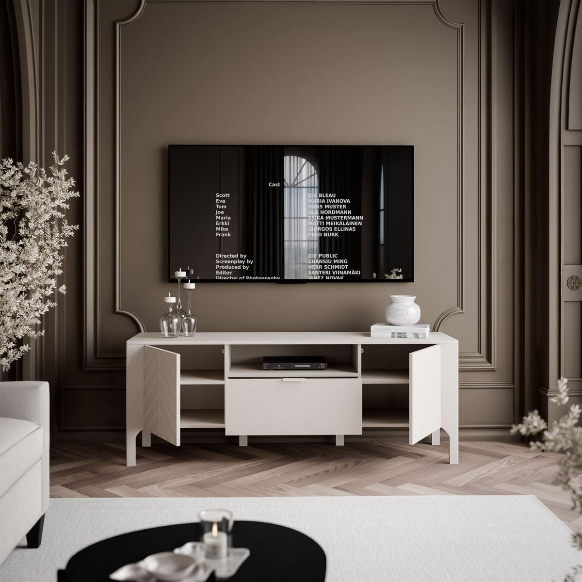 TV-SCHRANK LUMI mit Schublade 160 cm, Kaschmir - Kaschmir, Holzwerkstoff (160/57/41cm) - Lookway