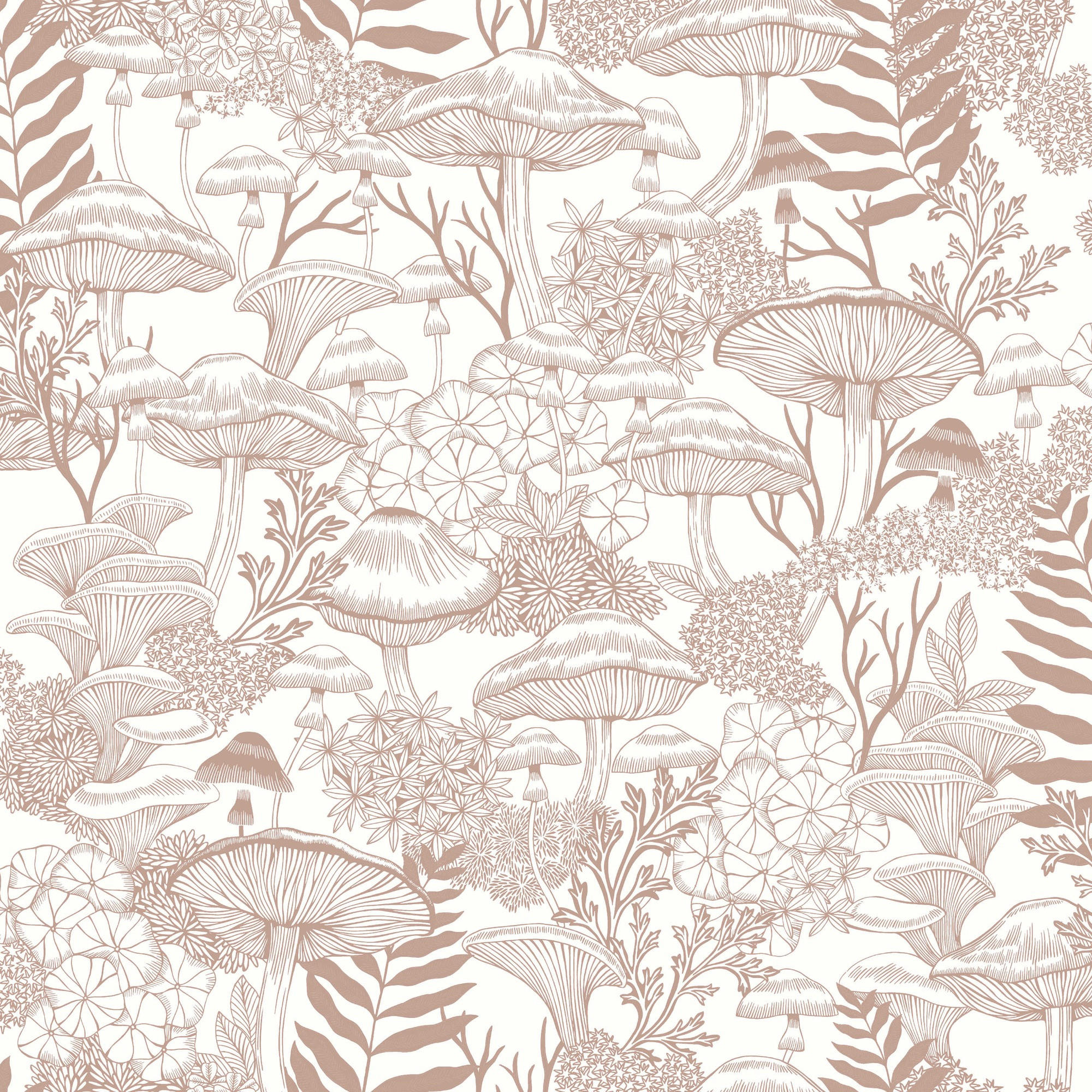 VLIESTAPETE Pilz-Folklore 1000x52cm - Pink, Papier/Kunststoff (52/1000cm) - Graham & Brown