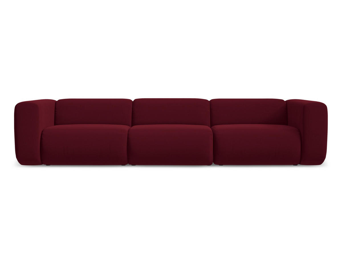4-SITZER-SOFA Samt Stoff Rot - Bordeaux/Rot, Kunststoff/Textil (319/70/89cm) - Makamii