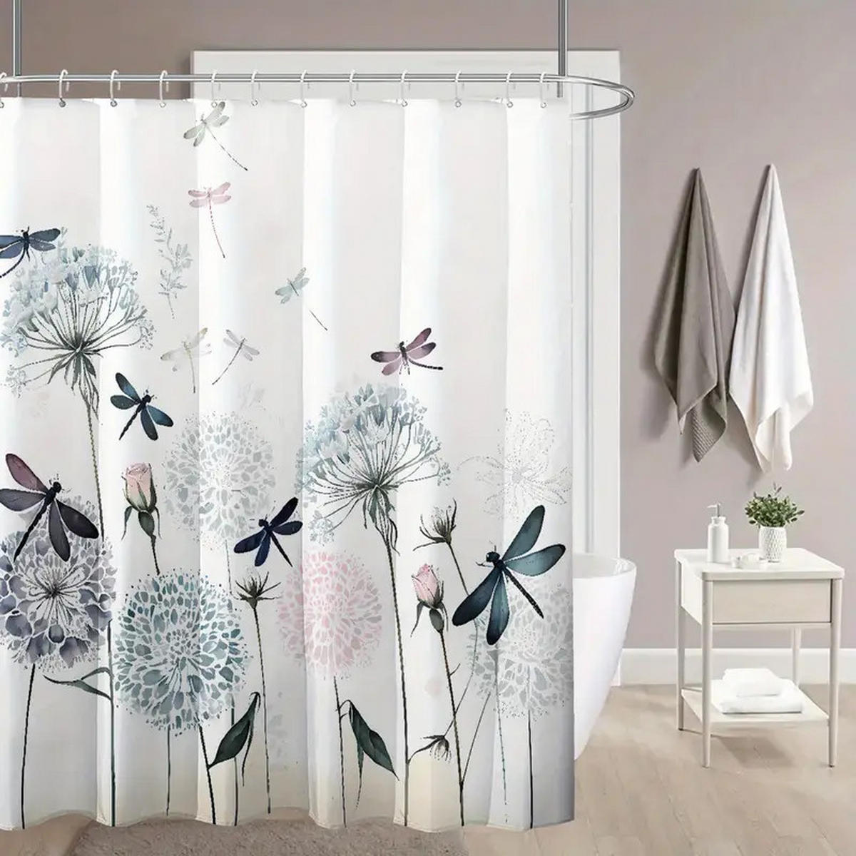 DUSCHVORHANG Badewanne wasserdicht dekorativ mit Haken Badezimmer - Multicolor, Textil (180/200cm) - MCBOSON