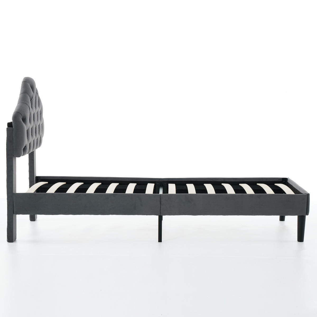 POLSTERBETT 90/200 cm DE-32939 mit verstellbarem Kopfteil Grau - Grau, Metall (90/200cm) - ComfortXL