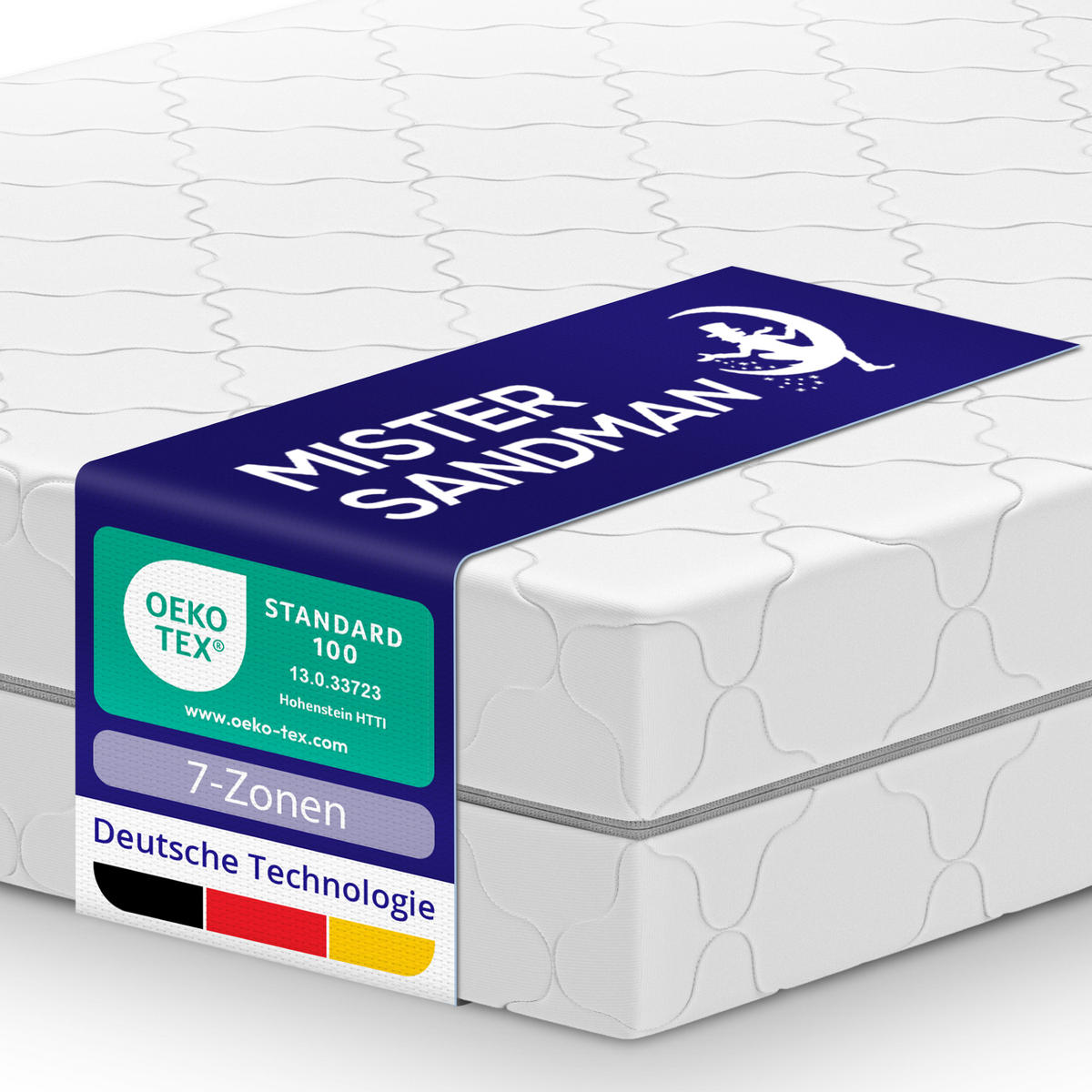 MATRATZE 120x200 mit Taschenfederkern - H2 H3 - 21 cm Höhe - 7-Zonen - Weiß, Textil (120/200cm) - Mister Sandman