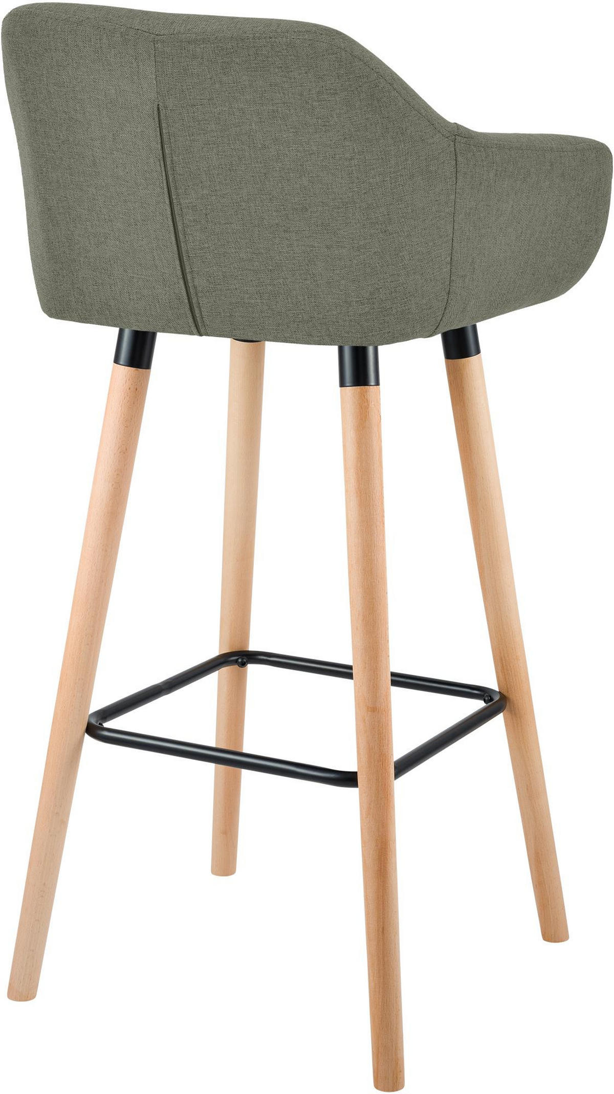 BARHOCKER 2er Set Stoff Hellgrau - Eukalyptusholzfarben/Hellgrau, Holz/Textil (55/99/46cm) - CLP