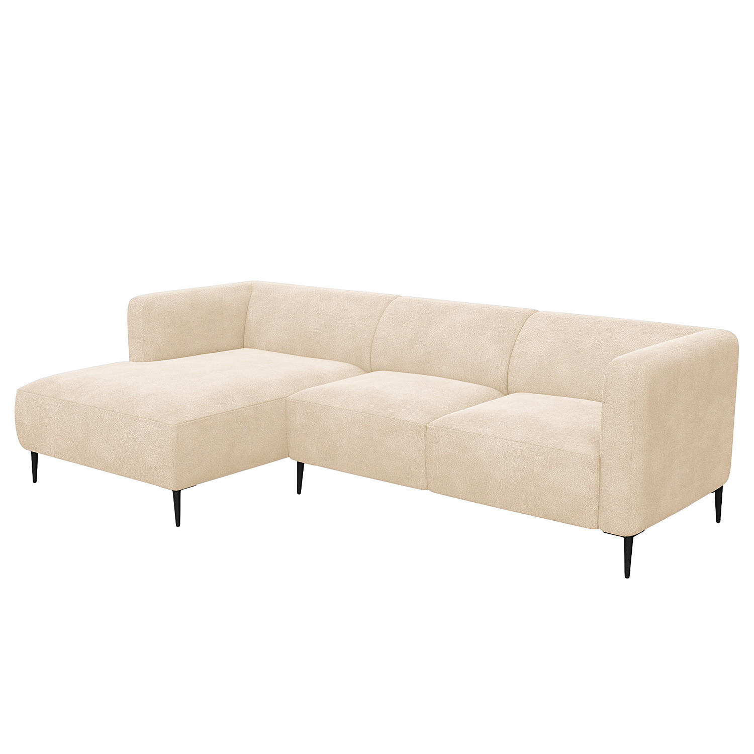 2,5-SITZER ECKSOFA mit Longchair - Beige/Schwarz, Textil/Metall (271/148cm) - home24