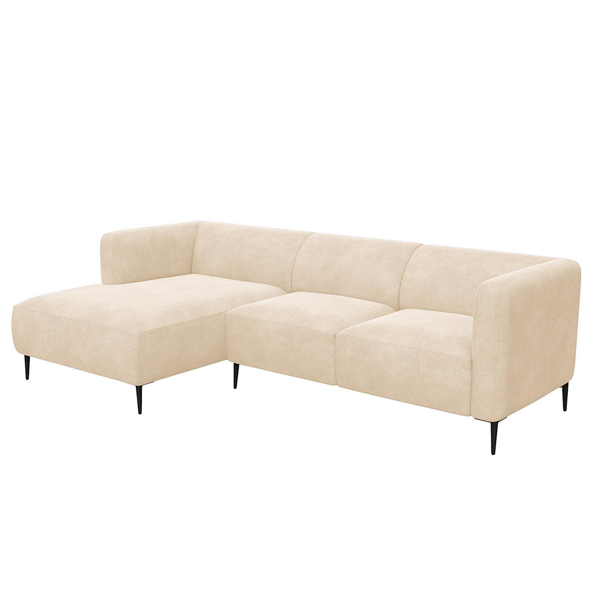 2,5-SITZER ECKSOFA mit Longchair - Beige/Schwarz, Textil/Metall (271/148cm) - home24