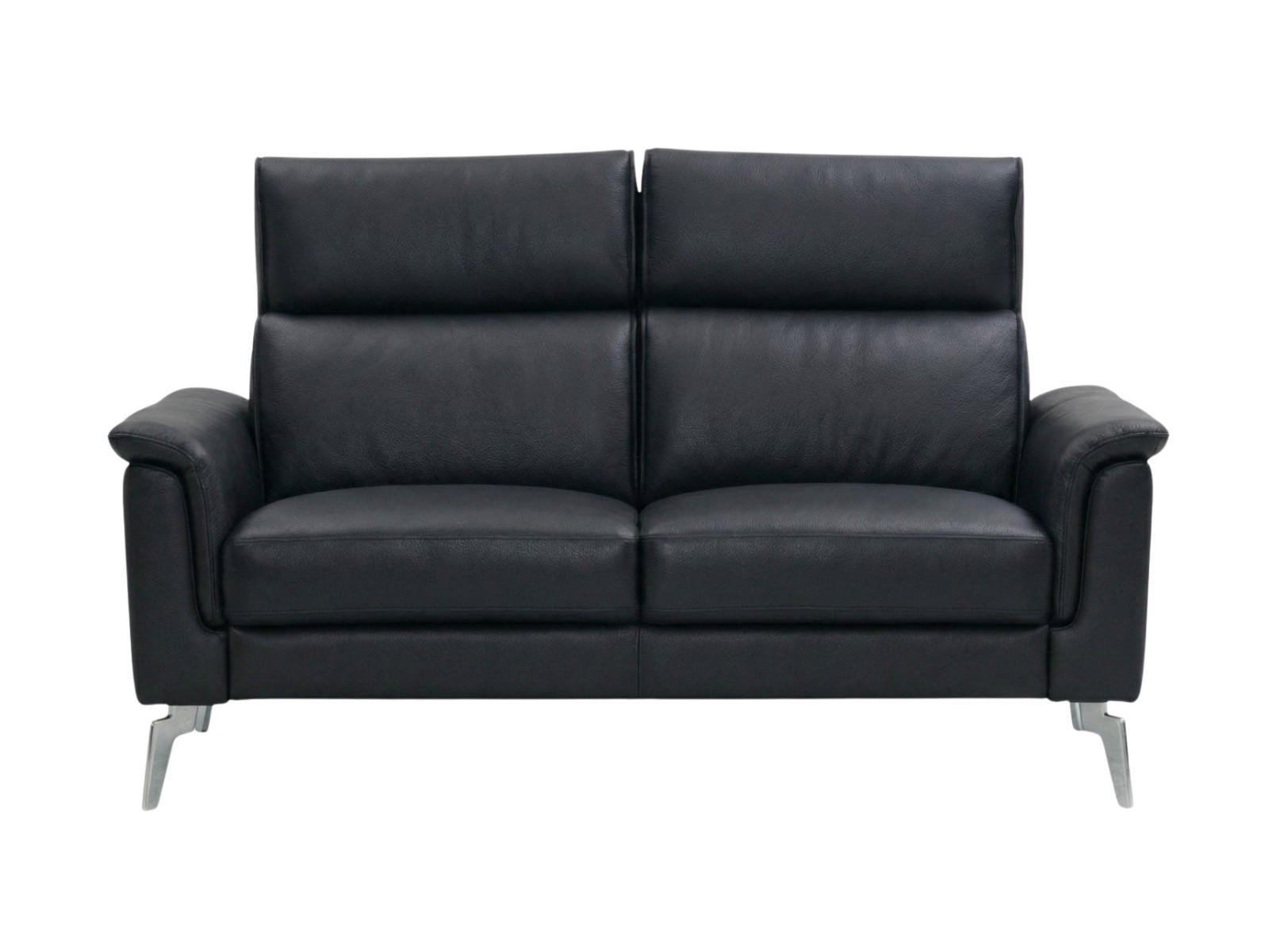 2-SITZER Sofa Borea Echtleder Schwarz - Schwarz, Leder/Metall (176/102/98cm)