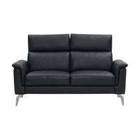 2-SITZER Sofa Borea Echtleder Schwarz - Schwarz, Leder/Metall (176/102/98cm)