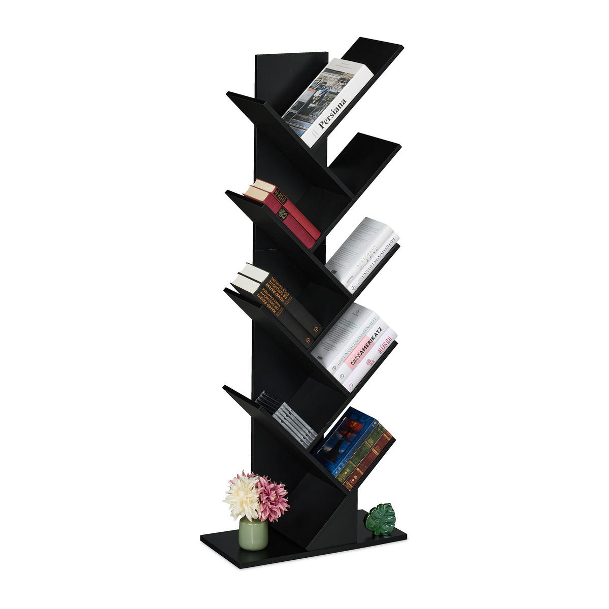 BÜCHERREGAL - Schwarz, Holzwerkstoff (51/138/25cm) - Relaxdays