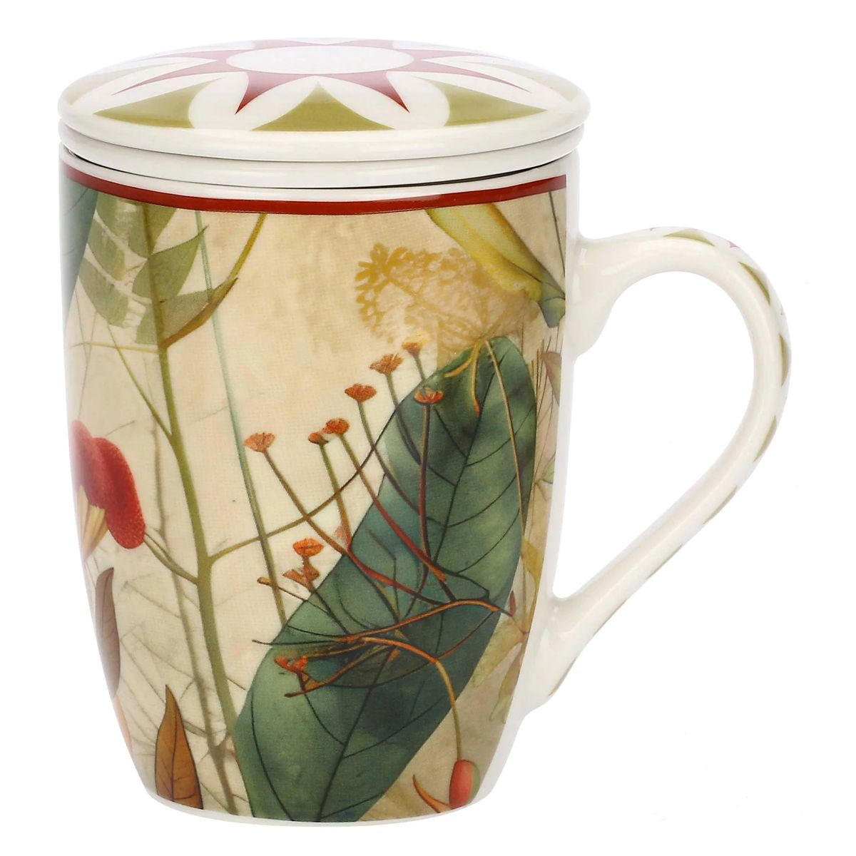 TEEBECHER mit Deckel & Filter MIRABILIA 300 ml rot - Orange, Keramik (0.36L) - Rose & Tulipani