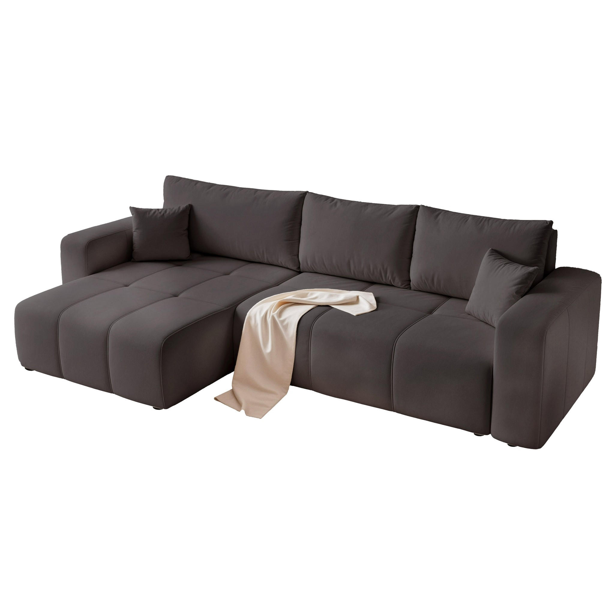 Fun Möbel Ecksofa Schwarz 278x145 cm