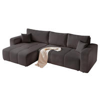 ECKSOFA Leros Xl Mit Schlaffunktion - Schwarz, Holzwerkstoff/Textil (278/145cm) - Fun Möbel