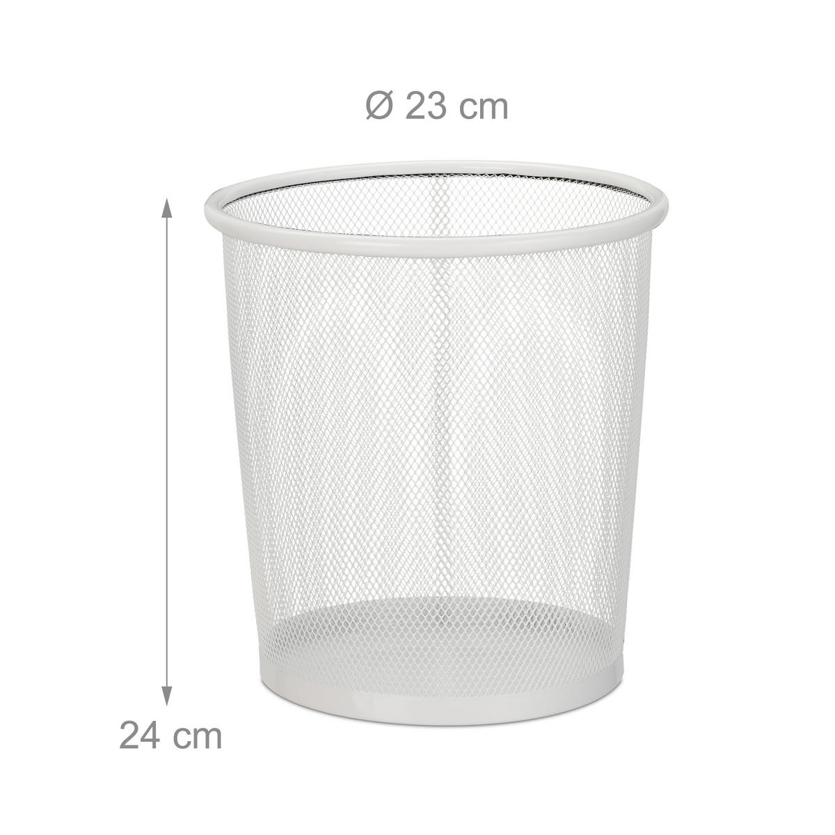 PAPIERKORB - Weiß, Metall (23/24/23cm) - Relaxdays