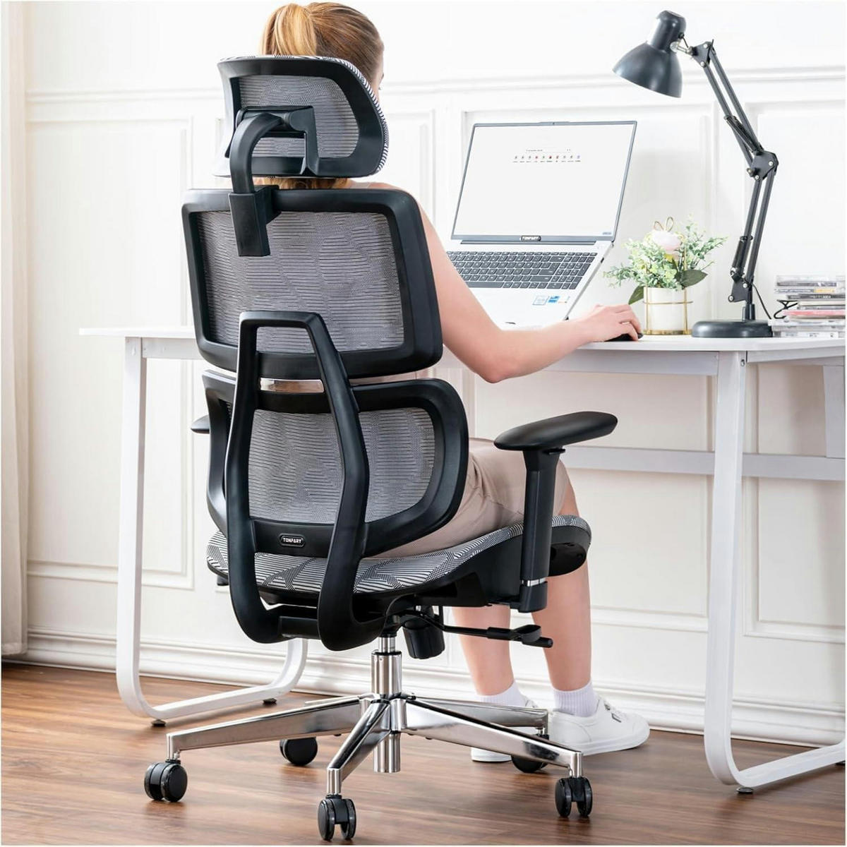 BÜROSTUHL Grau Gestreift - Grau, Textil (68/130/68cm)