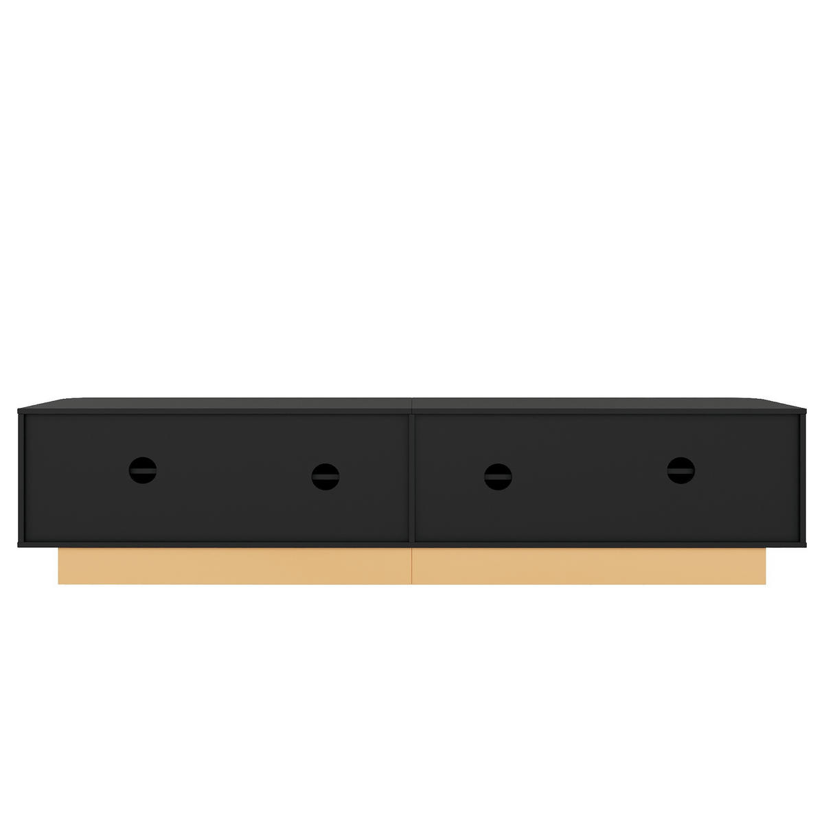 TV-LOWBOARD Luxus-Rillen-Design & abgerundete Ecken - Schwarz, Holzwerkstoff (200/47.5/40cm) - Urban Meuble