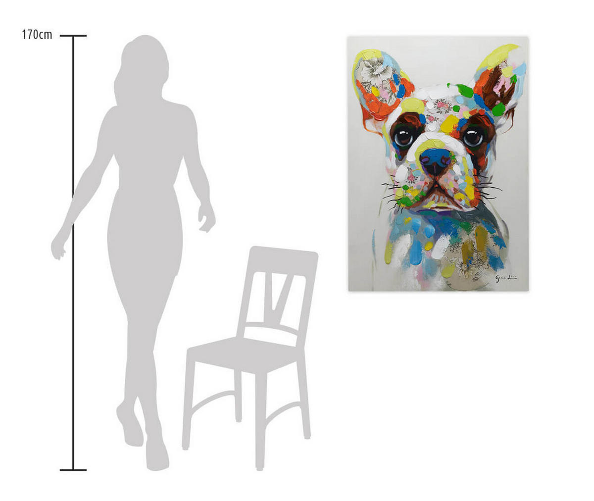 OLEJOMAĽBA 70/100 cm, Zvieratá - biela, drevo/textil (70/100cm) - KUNSTLOFT