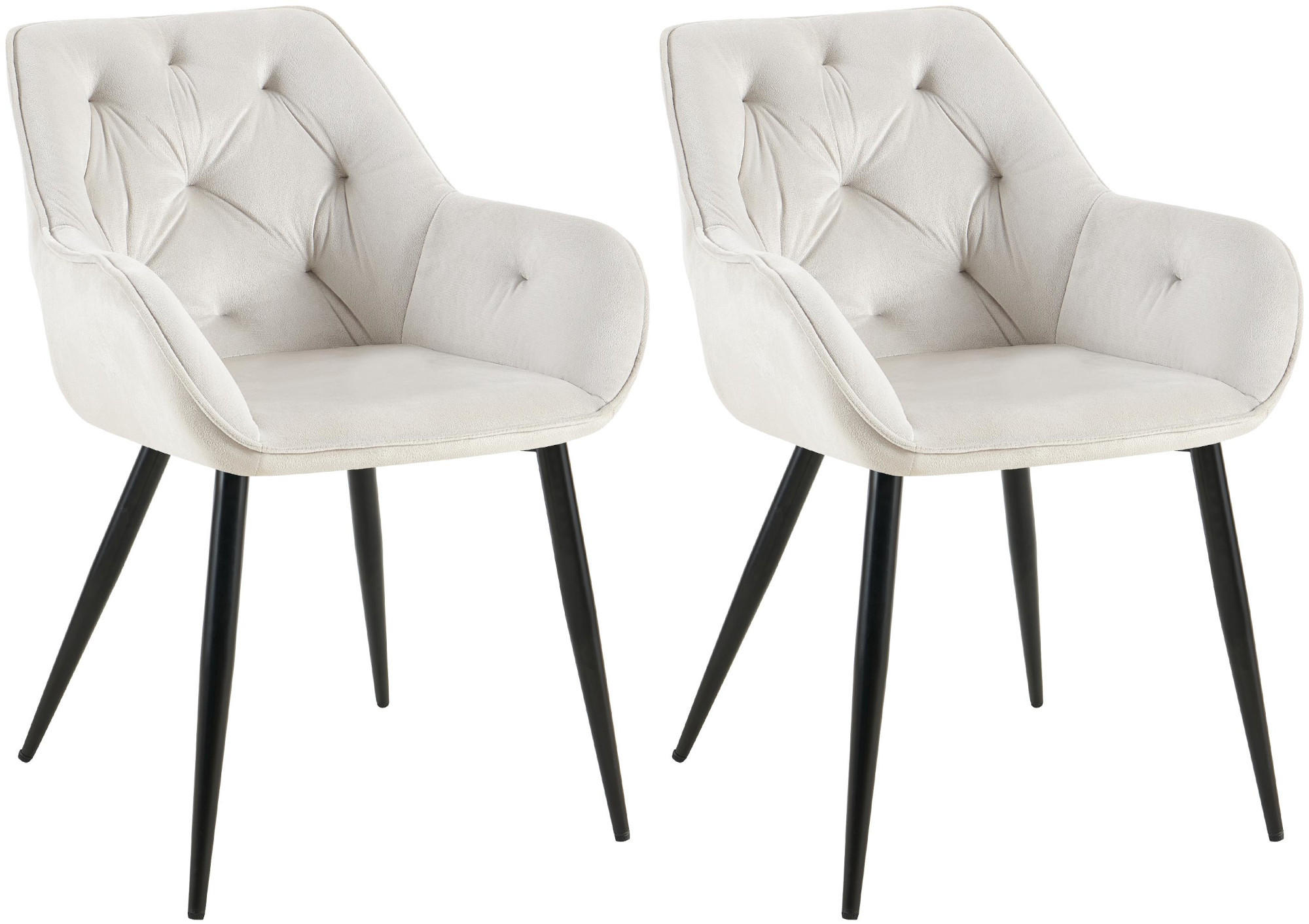 ARMLEHNENSTUHL 2er Set Samt Hellgrau - Hellgrau, Textil/Metall (56/81/58cm) - CLP