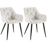 ARMLEHNENSTUHL 2er Set Samt Hellgrau - Hellgrau, Textil/Metall (56/81/58cm) - CLP