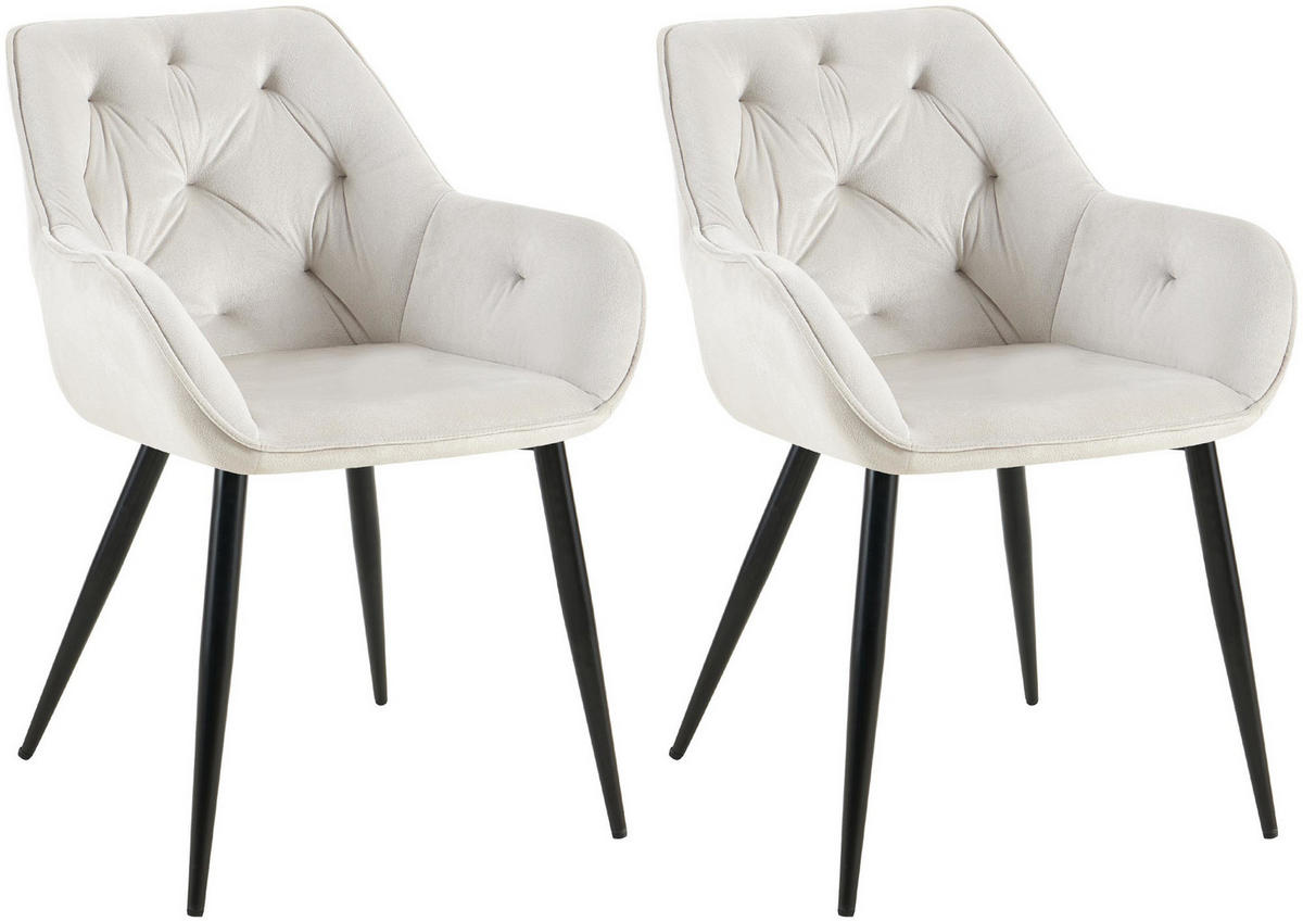 ARMLEHNENSTUHL 2er Set Samt Hellgrau - Hellgrau, Textil/Metall (56/81/58cm) - CLP