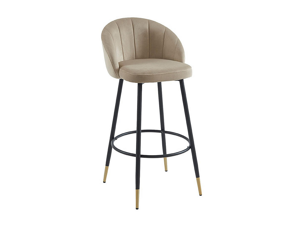 BARHOCKER 2er-Set - Samt & Metall - Beige - ELIRAM - Beige, Textil (58/96/49cm) - Vente-Unique