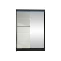 SCHWEBETÜRENSCHRANK Lino III mit RGB LED Beleuchtung - Schwarz/Weiß, Holzwerkstoff/Metall (120/200/58cm) - MIRJAN24
