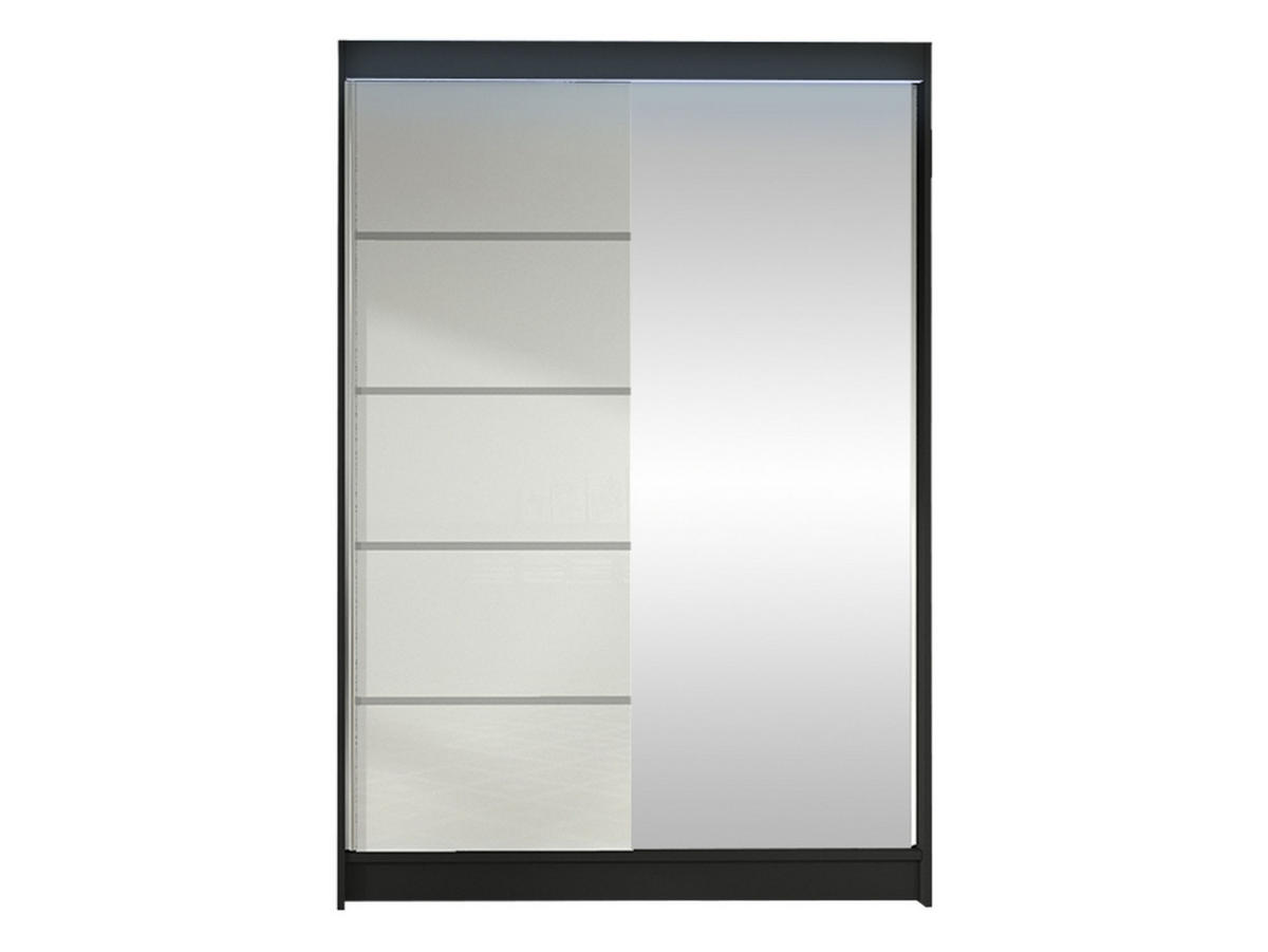 SCHWEBETÜRENSCHRANK Lino III mit RGB LED Beleuchtung - Schwarz/Weiß, Holzwerkstoff/Metall (120/200/58cm) - MIRJAN24