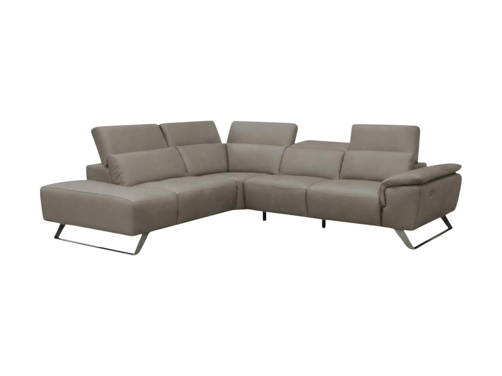 ECKSOFA Predator Echtleder Greige - Greige, Leder/Metall (230/270cm)