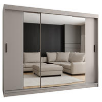 ŠATNÍ skříň s posuvnými dveřmi 200/250/62 3dveřová - černá/kašmírová, dřevo/plast (250/200/62cm)