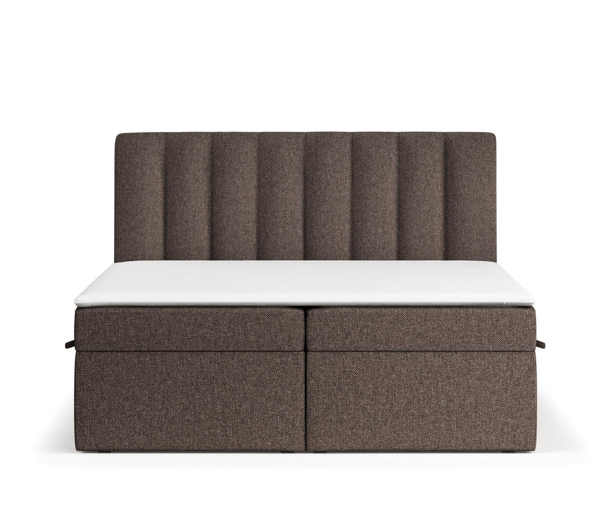 BOXBETT Novento Braun 180/200 cm mit Matratze und Topper - Schwarz/Braun, Holz/Holzwerkstoff (180/200cm) - Maison de Reve