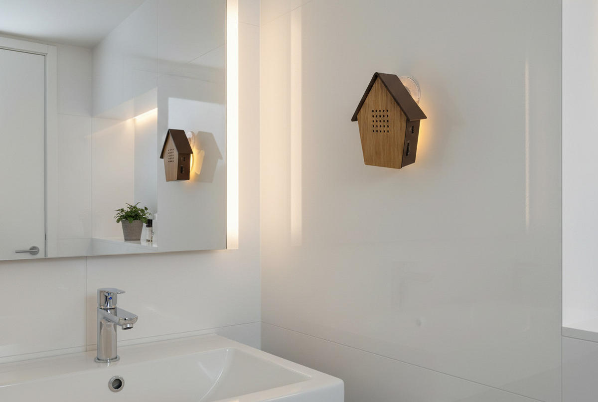 NATURGERÄUSCHEBOX - Vogelzwitscher mit LED-Beleuchtung und Bewegungssensor für stimmungsvolle Akzente, 2er-Set - Weiß, Kunststoff (3.5/9.9/11cm) - Northpoint