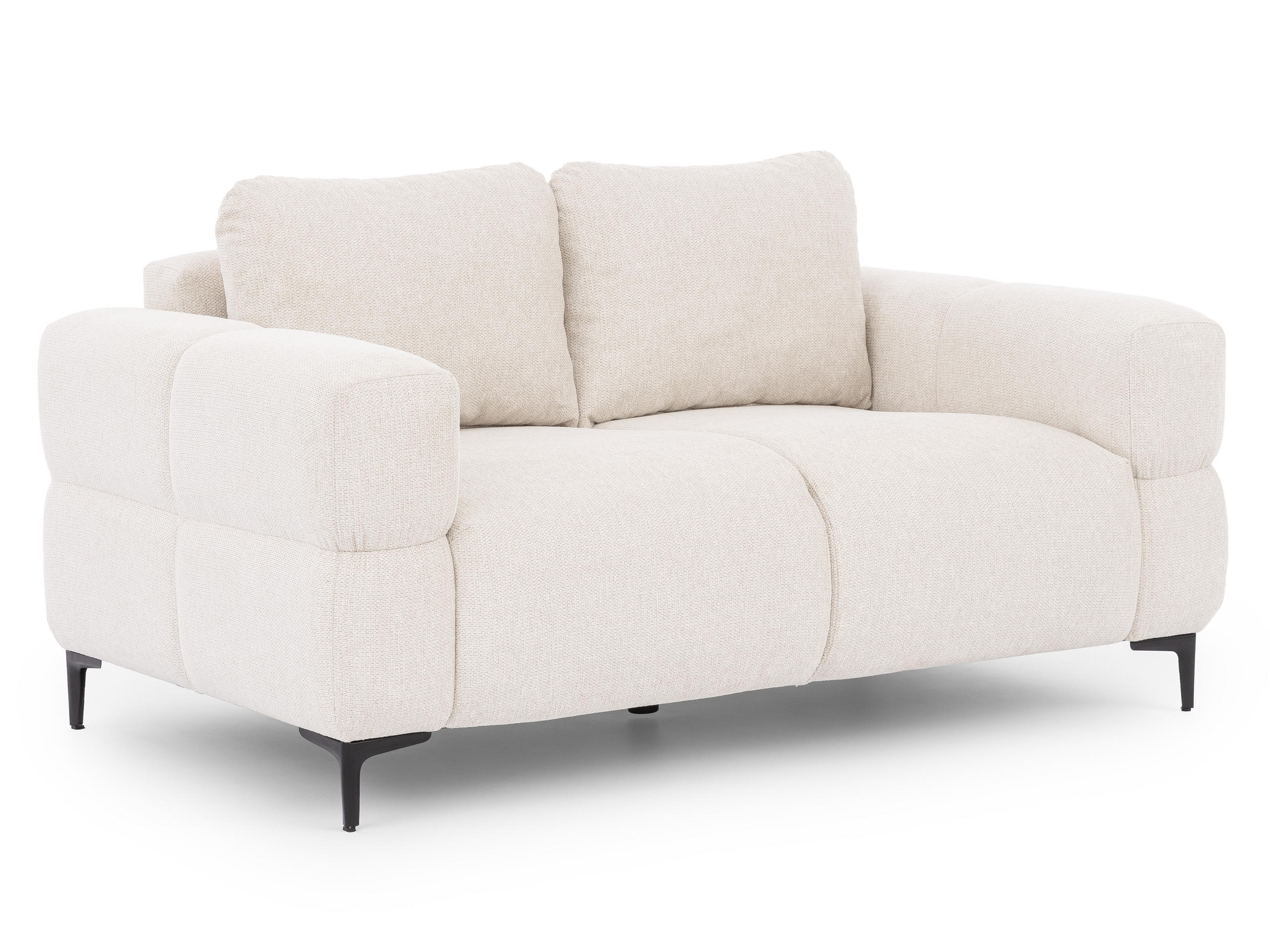 2-SITZER-SOFA Cardea in Bubble-Optik aus weichem Creme Strukturstoff mit hohem Sitzkomfort - Creme/Schwarz, Holz/Textil (154/80/97cm) - S-Style Möbel