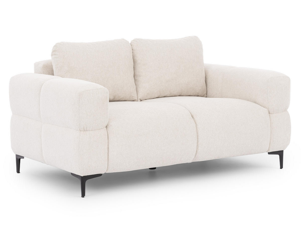 2-SITZER-SOFA Cardea in Bubble-Optik aus weichem Creme Strukturstoff mit hohem Sitzkomfort - Creme/Schwarz, Holz/Textil (154/80/97cm) - S-Style Möbel